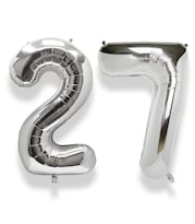 Globo Aule De Aluminio Número 27 Plateado 40 Pulgadas Para Fiesta De Cumpleaños - Venta Internacional.