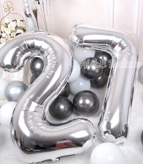 Foto 3 | Foto 3 | Globo Aule De Aluminio Número 27 Plateado 40 Pulgadas Para Fiesta De Cumpleaños - Venta Internacional.
