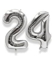 Globo Aule De Aluminio Número 24 Plateado 40 Pulgadas Para Fiesta De Cumpleaños - Venta Internacional.