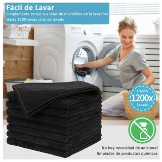 Foto 2 | Foto 2 | 12pzs Toallas Belug Microfibras Auto Trapos Superfina Para Limpiar Negro