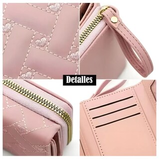 Foto 2 | Foto 2 | Billetera Xtellar Mujer Cuero Pu Compacta Con Cierre Botón Y Cremallera Rosa