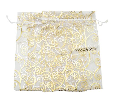 Foto 2 | Foto 2 | Bolsa De Organza Sungulf 100 Unidades Con Cordón De 15 X 20 Cm (dorado Y Plateado) - Venta Internacional.