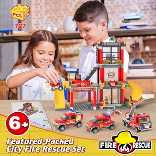 Foto 2 | Foto 2 | Set De Construcción Wishalife City Fire Station Con 3 Camiones De Bomberos 727 Piezas - Venta Internacional.