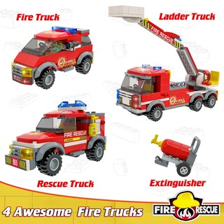 Foto 3 | Foto 3 | Set De Construcción Wishalife City Fire Station Con 3 Camiones De Bomberos 727 Piezas - Venta Internacional.