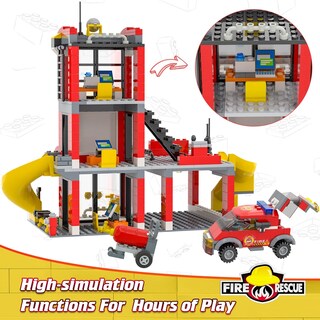 Foto 4 | Foto 4 | Set De Construcción Wishalife City Fire Station Con 3 Camiones De Bomberos 727 Piezas - Venta Internacional.