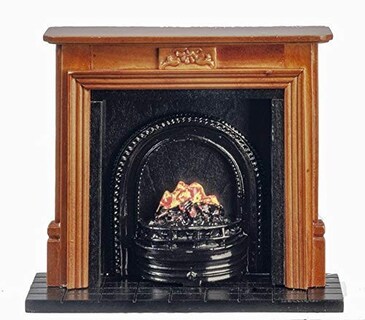 Foto 1 | Foto 1 | Chimenea Melody Jane Dollhouse Walnut Con Fuego A Escala 1:12 - Venta Internacional.