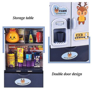 Foto 3 | Foto 3 | Juego De Minirefrigerador De Juguete Para Niños De Simulación De Doble Puerta Azul 9 Unidades - Venta Internacional.