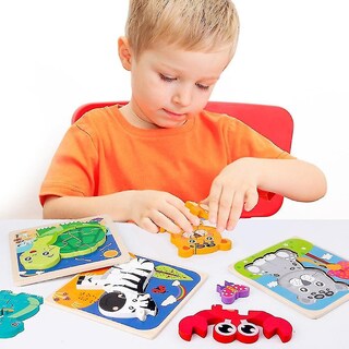 Foto 3 | Foto 3 | Rompecabezas Para Niños Con Dibujos Animados En 3d Madera De Rana 15 Cm X 15 Cm - Venta Internacional.