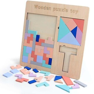 Foto 4 | Foto 4 | Juguete De Madera Juego De Tetris De Madera En Forma De T Tangram 3 En 1 - Venta Internacional.