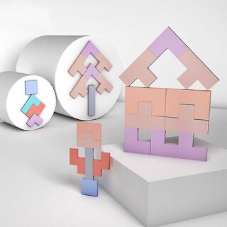 Foto 5 | Foto 5 | Juguete De Madera Juego De Tetris De Madera En Forma De T Tangram 3 En 1 - Venta Internacional.