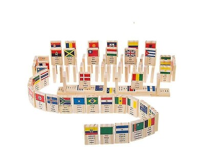Foto 1 | Foto 1 | Bandera De Madera Domino Game 100 Unidades Banderas De Aprendizaje Para Países Del Mundo - Venta Internacional.