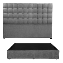 Cabecera Trinity Slip + Base Cama Color Gris Shadow King Size