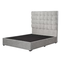 Cabecera Trinity Slip + Base Cama Color Gris Nickel Individual