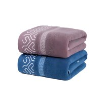 Juego De Toallas De Algodón 70*140cm 2pc Eo Safe Imports Esi-23475 Morado Y Azul