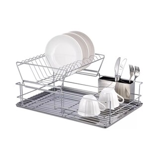 Foto 1 | Foto 1 | Escurridor De Trastes Con Charola Y Porta Cubiertos De Acero Gris