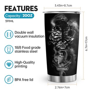 Foto 2 | Foto 2 | Taza De Café Tumbler Oasisdream De 600 Ml Con Estampado De Calaveras - Venta Internacional.