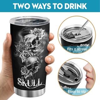 Foto 4 | Foto 4 | Taza De Café Tumbler Oasisdream De 600 Ml Con Estampado De Calaveras - Venta Internacional.