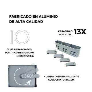 Foto 6 | Foto 6 | Escurridor De Cocina De Aluminio Oslo Namaro Design Gris