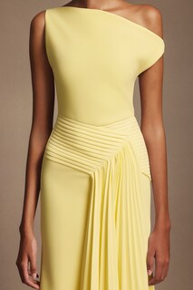 Foto 4 | Foto 4 | Vestido Bellabarnetten Paulina Con Hombros Oblicuos Sin Mangas Amarillo