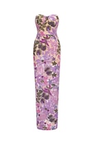 Vestido Bellabarnetten Eugenia Flower Con Lentejuelas Sin Tirantes Morado