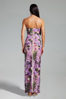 Foto 5 | Foto 5 | Vestido Bellabarnetten Eugenia Flower Con Lentejuelas Sin Tirantes Morado