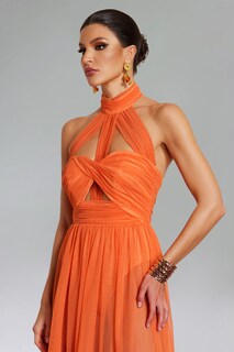 Foto 2 | Foto 2 | Vestido Bella Barnett Rivka Cuello Halter Anaranjado