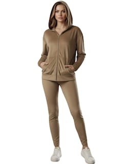 Foto 1 | Foto 1 | Conjunto 2 Piezas Sudadera Y Pant Aterciopelado Conj-086 Café Para Mujer