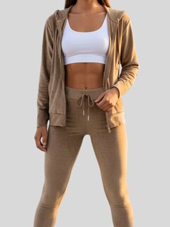 Foto 5 | Foto 5 | Conjunto 2 Piezas Sudadera Y Pant Aterciopelado Conj-086 Café Para Mujer