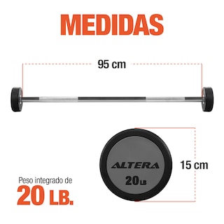 Foto 5 | Foto 5 | Barra Recta Peso Integrado 20 Lbs Altera Fijo Gym Crossfit