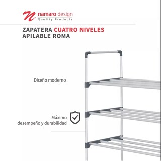 Foto 3 | Foto 3 | Zapatera Cuatro Niveles Apilable Roma Namaro Design Gris