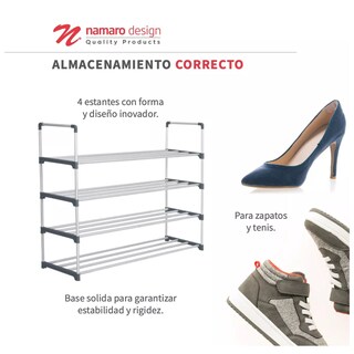 Foto 5 | Foto 5 | Zapatera Cuatro Niveles Apilable Roma Namaro Design Gris