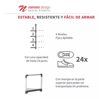 Foto 6 | Foto 6 | Zapatera Cuatro Niveles Apilable Roma Namaro Design Gris