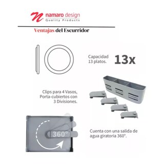 Foto 6 | Foto 6 | Escurridor De Aluminio Para Cocina Con 2 Niveles Gris