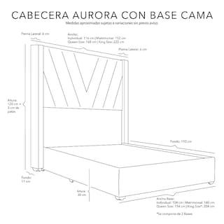 Foto 8 | Foto 8 | Cabecera Dicasa Aurora + Base Cama Color Gris Duk Matrimonial