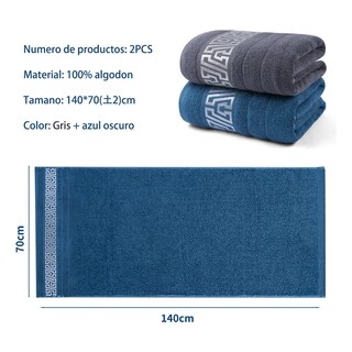 Foto 2 | Foto 2 | Juego De Toallas De Algodón 70x140cm 2pc Eo Safe Imports Esi-23472 Azul Y Gris