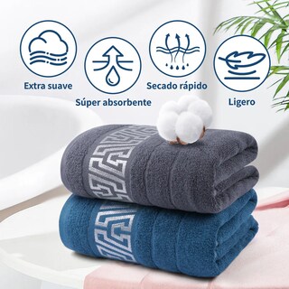 Foto 3 | Foto 3 | Juego De Toallas De Algodón 70x140cm 2pc Eo Safe Imports Esi-23472 Azul Y Gris