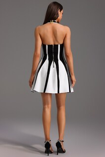 Foto 4 | Foto 4 | Minivestido Eudora Halter Sin Mangas Con Vendaje Rayado