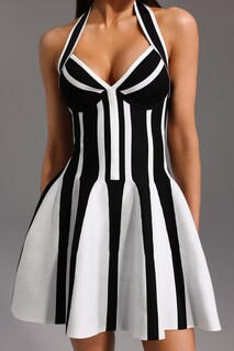 Foto 5 | Foto 5 | Minivestido Eudora Halter Sin Mangas Con Vendaje Rayado