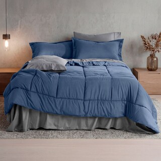 Foto 1 | Foto 1 | Set De Edredón Con Fundas Y Sábanas 7 Pzas Real Textil Azul - Gris King Size