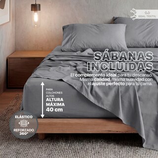 Foto 5 | Foto 5 | Set De Edredón Con Fundas Y Sábanas 7 Pzas Real Textil Azul - Gris King Size