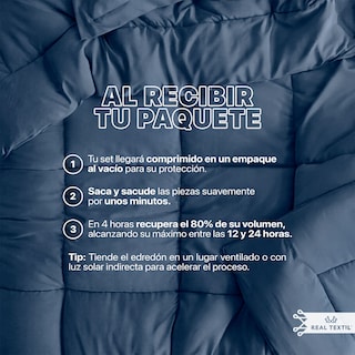 Foto 8 | Foto 8 | Set De Edredón Con Fundas Y Sábanas 7 Pzas Real Textil Azul - Gris King Size