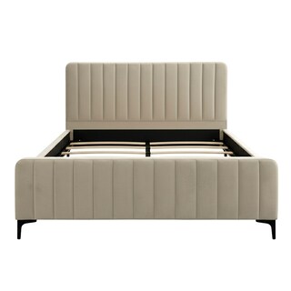 Foto 1 | Foto 1 | Base De Cama Matrimonial Con Cabecera Acanalada Tapizada En Poliéster Beige Ilios Innova Diseño Moderno Para Dormitorio