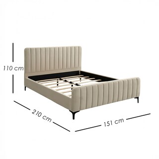 Foto 2 | Foto 2 | Base De Cama Matrimonial Con Cabecera Acanalada Tapizada En Poliéster Beige Ilios Innova Diseño Moderno Para Dormitorio