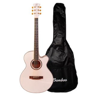 Foto 1 | Foto 1 | Guitarra Bamboo Electroacustica Blanca Linden 40 Con Funda