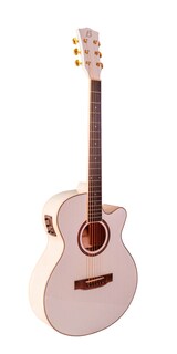 Foto 2 | Foto 2 | Guitarra Bamboo Electroacustica Blanca Linden 40 Con Funda