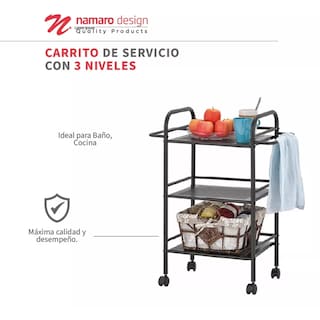 Foto 3 | Foto 3 | Carrito De Servicio Cromado 3 Niveles Namaro Design