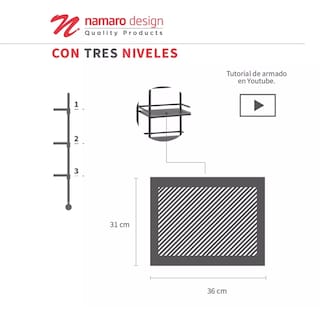 Foto 5 | Foto 5 | Carrito De Servicio Cromado 3 Niveles Namaro Design