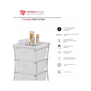 Foto 4 | Foto 4 | Carrito Usos Múltiples 3 Cajones Namaro Design Blanco