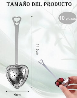Foto 3 | Foto 3 | Infusores de Té Xtellar Corazón 10 Piezas Plata