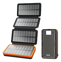 Banco De Energía Lab.g Solar Recargable Carga Rápida Ideal Para Viajes Negro